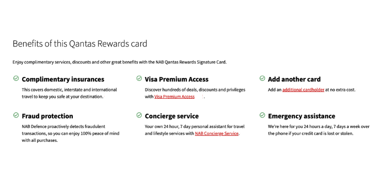 NAB Qantas Rewards Signature Card Benefits.